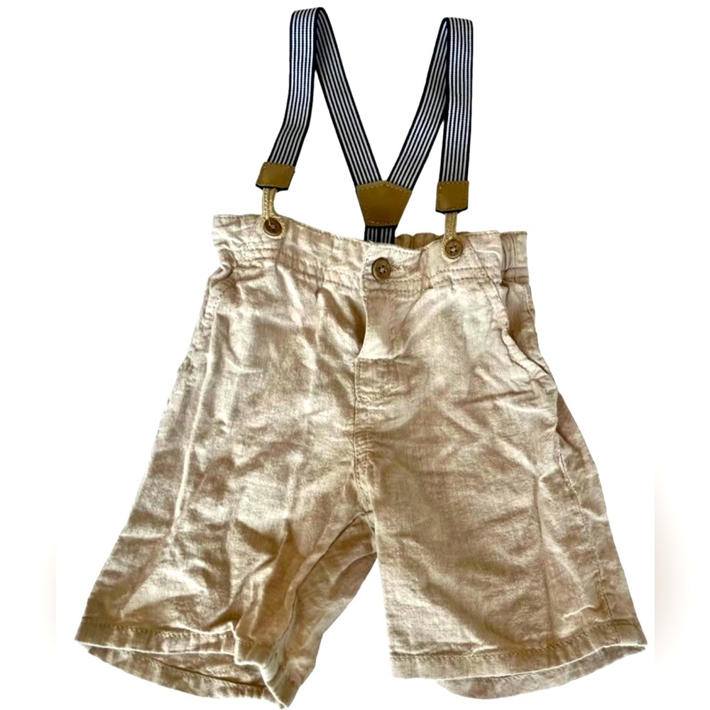 H&M Infant Linen Shorts with Suspenders 12-18 Months